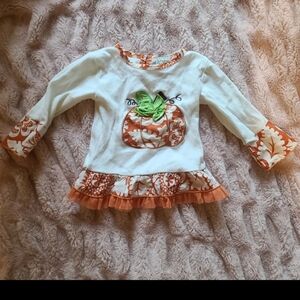 Ann Loren by Jess Kids fall pumpkin applique shirt tunic 24 months
